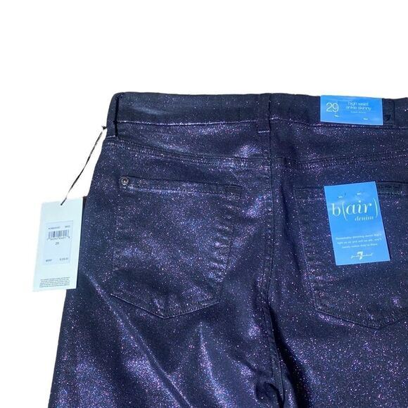 7 for all mankind jeans b(air) high waist ankle skinny black w purple/blue shine - Picture 6 of 8